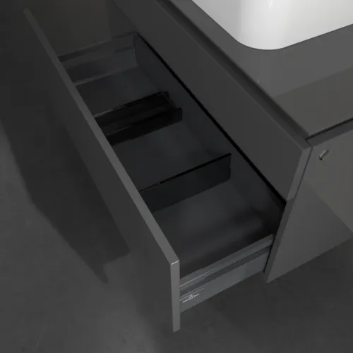 VILLEROY BOCH Legato toaletní skříňka, 2 výsuvy, 1000 x 550 x 500 mm, lesklá šedá / lesklá šedá #B75600FP, obrázek 6