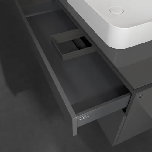 VILLEROY BOCH Legato toaletní skříňka, 2 výsuvy, 1000 x 550 x 500 mm, lesklá šedá / lesklá šedá #B75600FP, obrázek 7