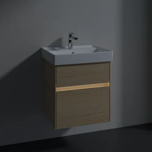 VILLEROY BOCH Toaletní skříňka Collaro, s osvětlením, 2 výsuvy, 510 x 546 x 414 mm, severský dub #C007B0VJ, obrázek 5