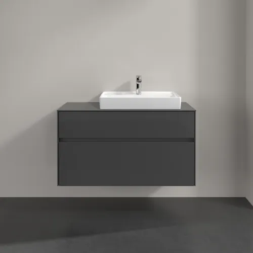 VILLEROY BOCH Toaletní skříňka Collaro, s osvětlením, 2 výsuvy, 1000 x 548 x 500 mm, lesklá šedá / lesklá šedá #C018B0FP, obrázek 3
