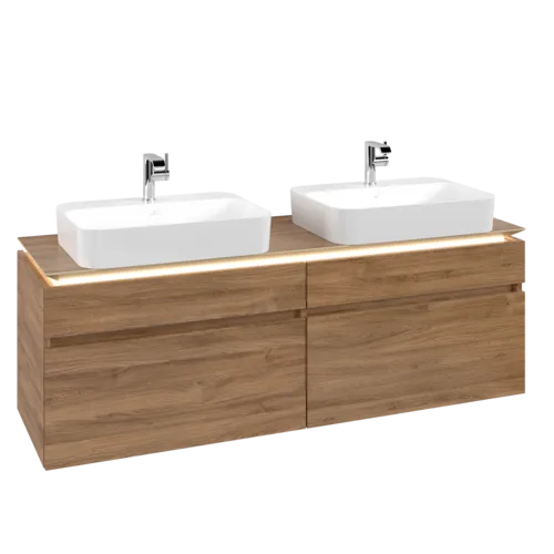 VILLEROY BOCH Legato toaletní skříňka, s osvětlením, 4 výsuvy, 1600 x 550 x 500 mm, dub Kansas / dub Kansas #B768L0RH