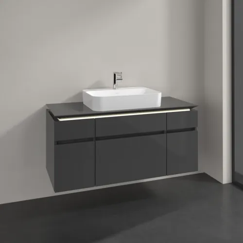 VILLEROY BOCH Legato toaletní skříňka, s osvětlením, 5 výsuvů, 1200 x 550 x 500 mm, lesklá šedá / lesklá šedá #B758L0FP, obrázek 2