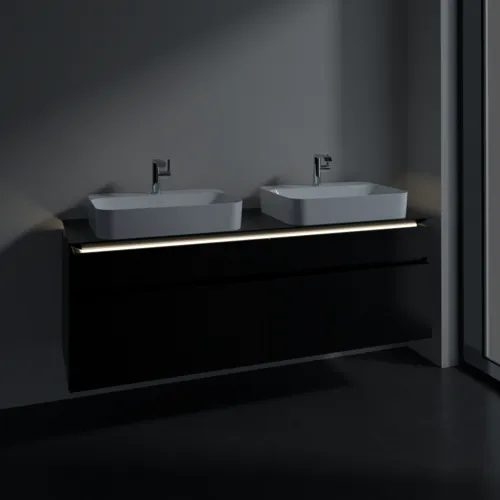 VILLEROY BOCH Legato toaletní skříňka, s osvětlením, 4 výsuvy, 1600 x 550 x 500 mm, černý matný lak / černý matný lak #B768L0PD, obrázek 3