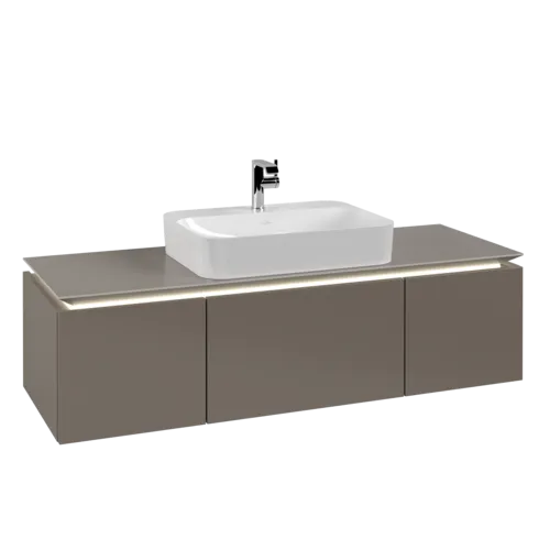 VILLEROY BOCH Legato toaletní skříňka, s osvětlením, 3 výsuvy, 1400 x 380 x 500 mm, Truffle Grey / Truffle Grey #B759L0VG