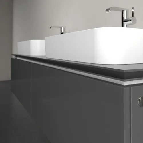 VILLEROY BOCH Legato toaletní skříňka, 2 výsuvy, 1600 x 380 x 500 mm, lesklá šedá / lesklá šedá #B76700FP, obrázek 5