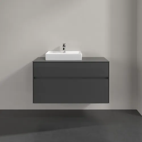 VILLEROY BOCH Toaletní skříňka Collaro, s osvětlením, 2 výsuvy, 1000 x 548 x 500 mm, lesklá šedá / lesklá šedá #C014B0FP, obrázek 3