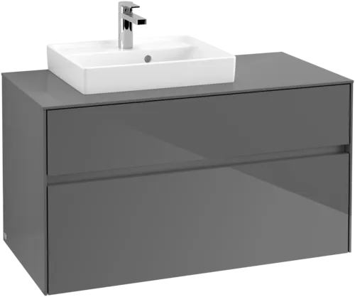 VILLEROY BOCH Toaletní skříňka Collaro, s osvětlením, 2 výsuvy, 1000 x 548 x 500 mm, lesklá šedá / lesklá šedá #C014B0FP
