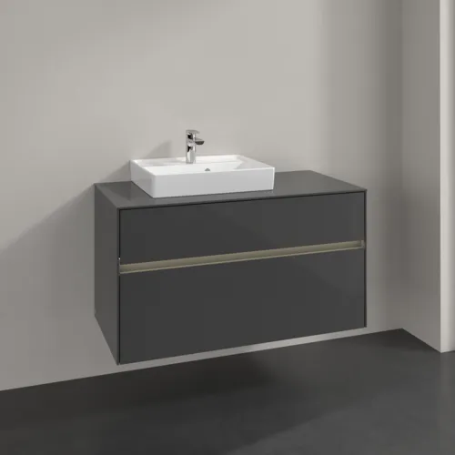 VILLEROY BOCH Toaletní skříňka Collaro, s osvětlením, 2 výsuvy, 1000 x 548 x 500 mm, lesklá šedá / lesklá šedá #C014B0FP, obrázek 2