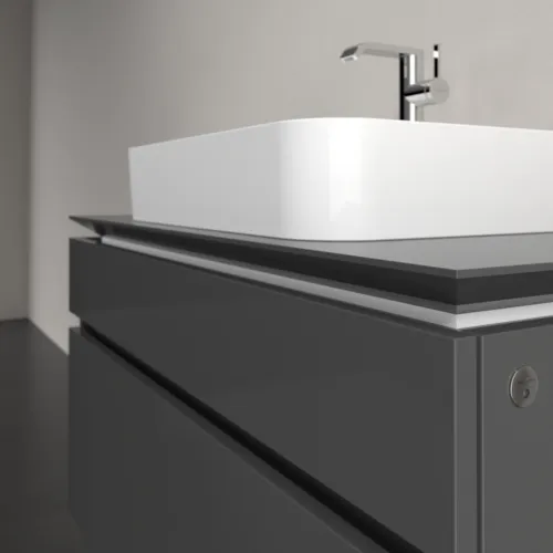 VILLEROY BOCH Legato toaletní skříňka, s osvětlením, 2 výsuvy, 1000 x 550 x 500 mm, lesklá šedá / lesklá šedá #B756L0FP, obrázek 4