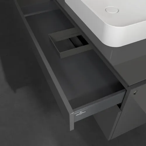 VILLEROY BOCH Legato toaletní skříňka, s osvětlením, 2 výsuvy, 1000 x 550 x 500 mm, lesklá šedá / lesklá šedá #B756L0FP, obrázek 6