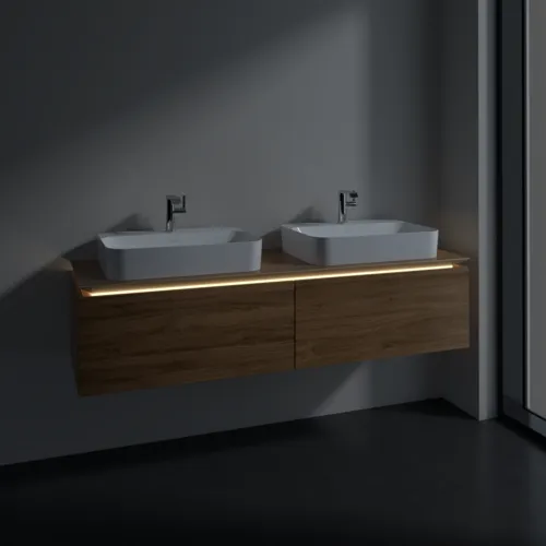 VILLEROY BOCH Legato toaletní skříňka, s osvětlením, 2 výsuvy, 1600 x 380 x 500 mm, dub Kansas / dub Kansas #B767L0RH, obrázek 3