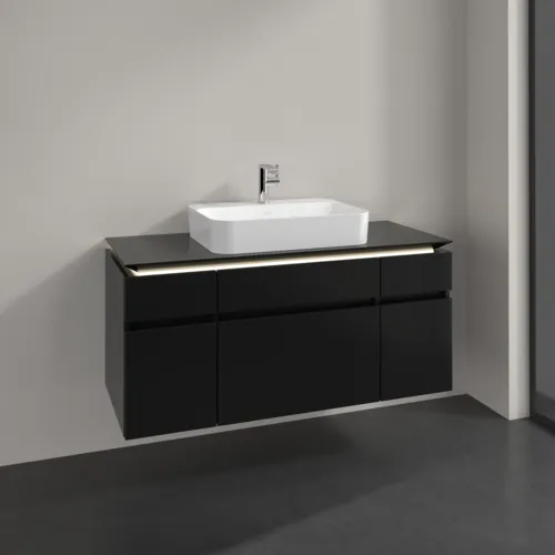 VILLEROY BOCH Legato toaletní skříňka, s osvětlením, 5 výsuvů, 1200 x 550 x 500 mm, černý matný lak / černý matný lak #B758L0PD, obrázek 2