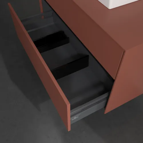 VILLEROY BOCH Toaletní skříňka Collaro, 2 výsuvy, 1000 x 548 x 500 mm, vínově červená / vínově červená #C01600AH, obrázek 6