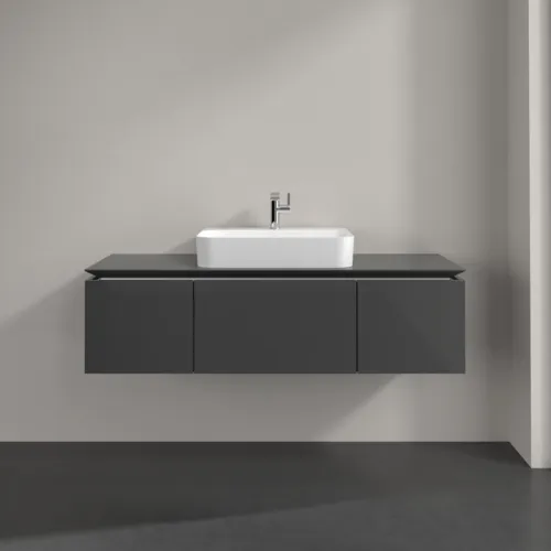 VILLEROY BOCH Legato toaletní skříňka, 3 výsuvy, 1400 x 380 x 500 mm, lesklá šedá / lesklá šedá #B75900FP, obrázek 3