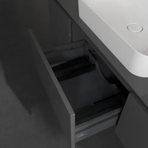 VILLEROY BOCH Legato toaletní skříňka, 3 výsuvy, 1400 x 380 x 500 mm, lesklá šedá / lesklá šedá #B75900FP, obrázek 6