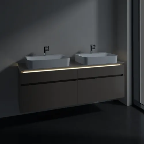 VILLEROY BOCH Legato toaletní skříňka, s osvětlením, 4 výsuvy, 1600 x 550 x 500 mm, Truffle Grey / Truffle Grey #B768L0VG, obrázek 3