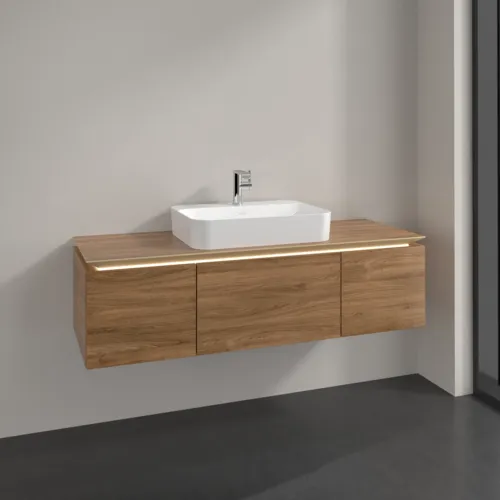 VILLEROY BOCH Legato toaletní skříňka, s osvětlením, 3 výsuvy, 1400 x 380 x 500 mm, dub Kansas / dub Kansas #B759L0RH, obrázek 2