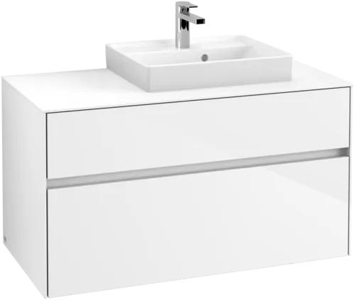 VILLEROY BOCH Umyvadlová skříňka Collaro, 2 zásuvky, 1000 x 548 x 500 mm, lesklá bílá / lesklá bílá #C01500DH