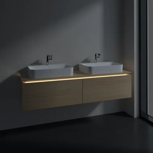 VILLEROY BOCH Legato toaletní skříňka, s osvětlením, 2 výsuvy, 1600 x 380 x 500 mm, severský dub / severský dub #B767L0VJ, obrázek 3