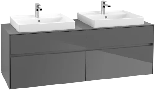 VILLEROY BOCH Toaletní skříňka Collaro, s osvětlením, 4 výsuvy, 1600 x 548 x 500 mm, lesklá šedá / lesklá šedá #C024B0FP