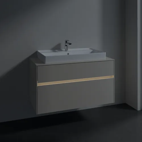 VILLEROY BOCH Toaletní skříňka Collaro, s osvětlením, 2 výsuvy, 1000 x 548 x 500 mm, Cashmere Grey / Cashmere Grey #C020B0VN, obrázek 5