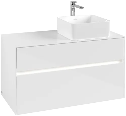 VILLEROY BOCH Collaro toaletní skříňka, s osvětlením, 2 výsuvy, 1000 x 548 x 500 mm, lesklá bílá / lesklá bílá #C040B0DH