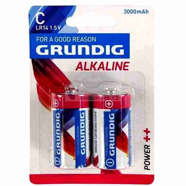 Grundig alkalická baterie typ C, 1,5V, 3000 mAh, 2 ks