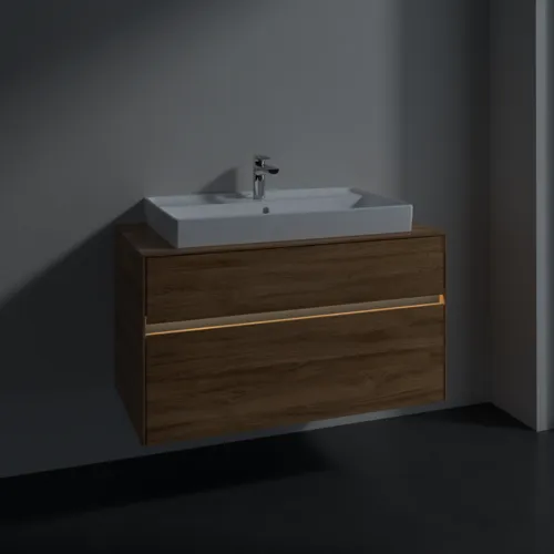 VILLEROY BOCH Umyvadlová skříňka Collaro, s osvětlením, 2 výsuvy, 1000 x 548 x 500 mm, dub Kansas #C020B0RH, obrázek 5