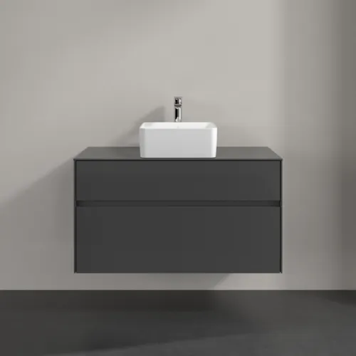 VILLEROY BOCH Toaletní skříňka Collaro, s osvětlením, 2 výsuvy, 1000 x 548 x 500 mm, lesklá šedá / lesklá šedá #C038B0FP, obrázek 4