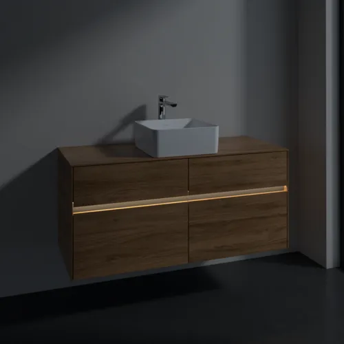 VILLEROY BOCH Umyvadlová skříňka Collaro, s osvětlením, 4 výsuvy, 1200 x 548 x 500 mm, dub Kansas #C041B0RH, obrázek 5
