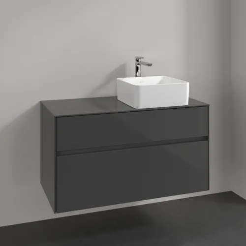 VILLEROY BOCH Toaletní skříňka Collaro, 2 výsuvy, 1000 x 548 x 500 mm, lesklá šedá / lesklá šedá #C04000FP, obrázek 2