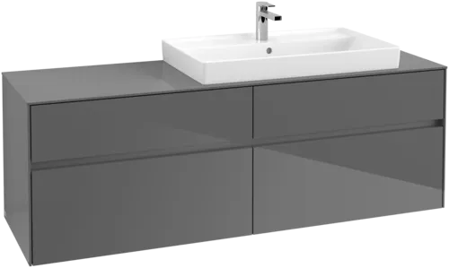VILLEROY BOCH Toaletní skříňka Collaro, 4 výsuvy, 1600 x 548 x 500 mm, lesklá šedá / lesklá šedá #C02700FP