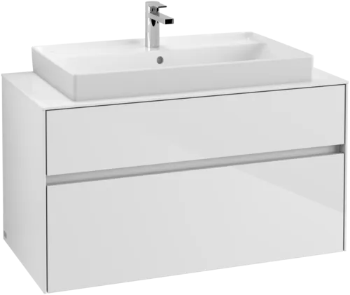 VILLEROY BOCH Collaro toaletní skříňka, s osvětlením, 2 výsuvy, 1000 x 548 x 500 mm, lesklá bílá / lesklá bílá #C020B0DH