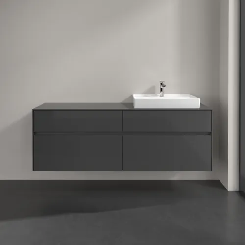 VILLEROY BOCH Toaletní skříňka Collaro, 4 výsuvy, 1600 x 548 x 500 mm, lesklá šedá / lesklá šedá #C02300FP, obrázek 3