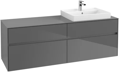 VILLEROY BOCH Toaletní skříňka Collaro, 4 výsuvy, 1600 x 548 x 500 mm, lesklá šedá / lesklá šedá #C02300FP