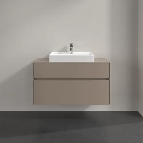 VILLEROY BOCH Toaletní skříňka Collaro, 2 výsuvy, 1000 x 548 x 500 mm, taupe / taupe #C01900VM, obrázek 3