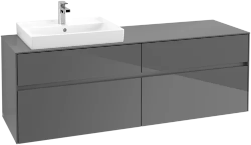 VILLEROY BOCH Toaletní skříňka Collaro, s osvětlením, 4 výsuvy, 1600 x 548 x 500 mm, lesklá šedá / lesklá šedá #C022B0FP