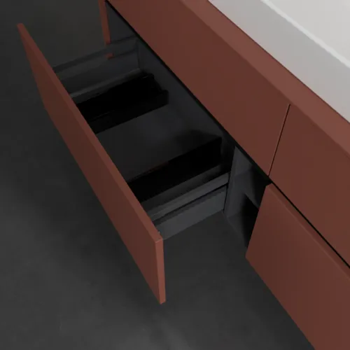 VILLEROY BOCH Toaletní skříňka Collaro, 4 výsuvy, 1600 x 548 x 500 mm, Vínově červená / Vínově červená #C02800AH, obrázek 6