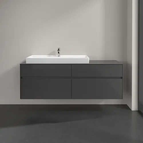 VILLEROY BOCH Toaletní skříňka Collaro, s osvětlením, 4 výsuvy, 1600 x 548 x 500 mm, lesklá šedá / lesklá šedá #C029B0FP, obrázek 3