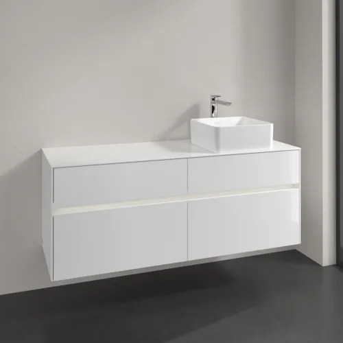 VILLEROY BOCH Toaletní skříňka Collaro, s osvětlením, 4 výsuvy, 1400 x 548 x 500 mm, lesklá bílá / lesklá bílá #C047B0DH, obrázek 2