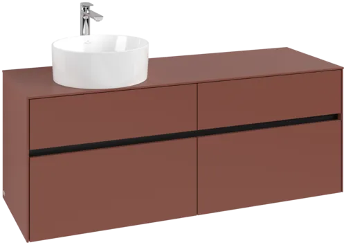 VILLEROY BOCH Toaletní skříňka Collaro, s osvětlením, 4 výsuvy, 1400 x 548 x 500 mm, Vínově červená / Vínově červená #C046B0AH
