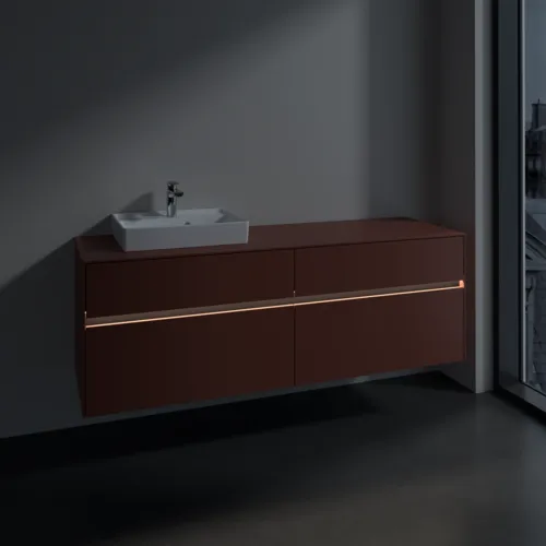 VILLEROY BOCH Toaletní skříňka Collaro, s osvětlením, 4 výsuvy, 1600 x 548 x 500 mm, Vínově červená / Vínově červená #C078B0AH, obrázek 5