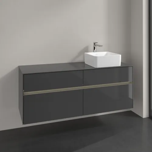 VILLEROY BOCH Toaletní skříňka Collaro, s osvětlením, 4 výsuvy, 1400 x 548 x 500 mm, lesklá šedá / lesklá šedá #C047B0FP, obrázek 2