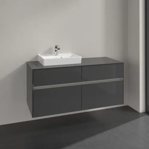 VILLEROY BOCH Collaro toaletní skříňka, s osvětlením, 4 výsuvy, 1200 x 548 x 500 mm, lesklá šedá / lesklá šedá #C071B0FP, obrázek 2