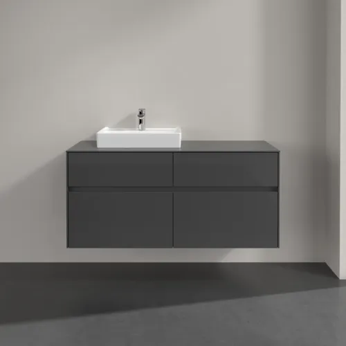 VILLEROY BOCH Collaro toaletní skříňka, s osvětlením, 4 výsuvy, 1200 x 548 x 500 mm, lesklá šedá / lesklá šedá #C071B0FP, obrázek 3