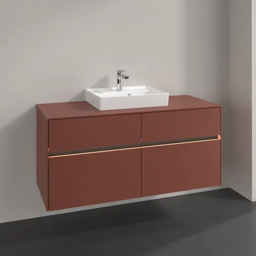 VILLEROY BOCH Toaletní skříňka Collaro, s osvětlením, 4 výsuvy, 1200 x 548 x 500 mm, Vínově červená / Vínově červená #C070B0AH, obrázek 2