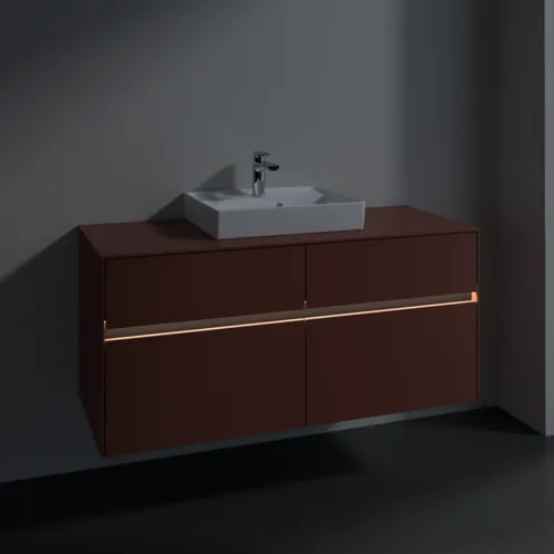 VILLEROY BOCH Toaletní skříňka Collaro, s osvětlením, 4 výsuvy, 1200 x 548 x 500 mm, Vínově červená / Vínově červená #C070B0AH, obrázek 5
