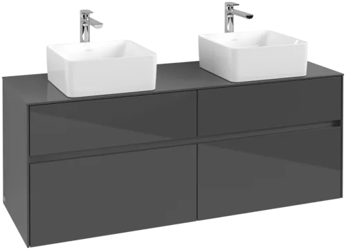 VILLEROY BOCH Toaletní skříňka Collaro, s osvětlením, 4 výsuvy, 1400 x 548 x 500 mm, lesklá šedá / lesklá šedá #C048B0FP