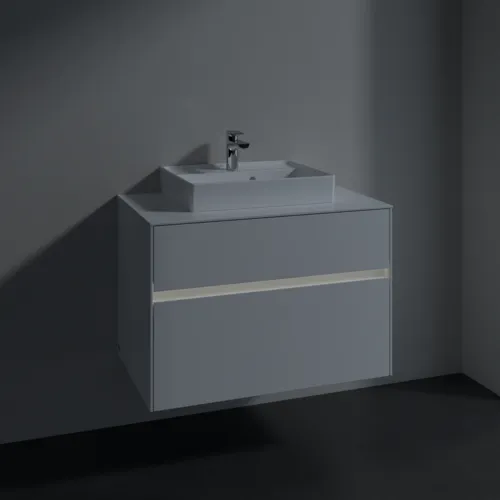 VILLEROY BOCH Toaletní skříňka Collaro, s osvětlením, 2 výsuvy, 800 x 548 x 500 mm, lesklá bílá / lesklá bílá #C069B0DH, obrázek 5