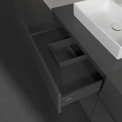 VILLEROY BOCH Toaletní skříňka Collaro, 4 výsuvy, 1400 x 548 x 500 mm, lesklá šedá / lesklá šedá #C07400FP, obrázek 7